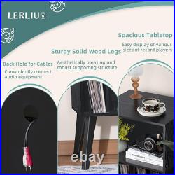 Record Player Stand, Black Turntable Stand Holds up to 160 Albums