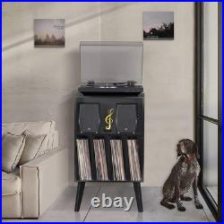 Record Player Stand, Black Turntable Stand Holds up to 160 Albums