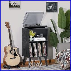 Record Player Stand, Black Turntable Stand Holds up to 160 Albums