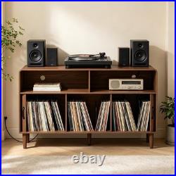 Record Player Stand with Charging Vinyl Record Storage Holds up to 300+ Album