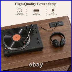 Record Player Stand with Charging Vinyl Record Storage Holds up to 300+ Album