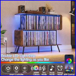 Record Player Stand with Vinyl Record Storage 3-Tier Record Player Table with