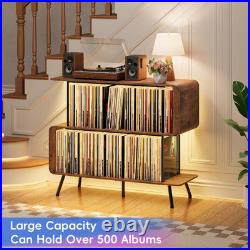 Record Player Stand with Vinyl Record Storage 3-Tier Record Player Table with