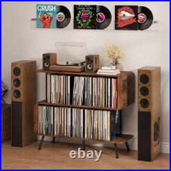 Record Player Stand with Vinyl Record Storage 3-Tier Record Player Table with