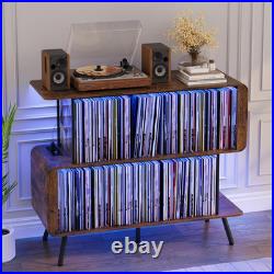 Record Player Stand with Vinyl Record Storage 3-Tier Record Player Table with