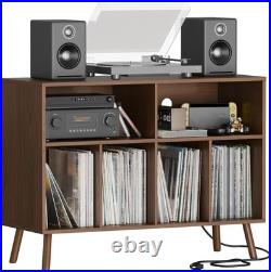 Record Player Stand with Vinyl Storage Cabinet for Living Room Up to 350LBS