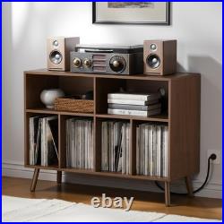 Record Player Stand with Vinyl Storage Cabinet for Living Room Up to 350LBS