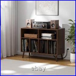 Record Player Stand with Vinyl Storage Cabinet for Living Room Up to 350LBS