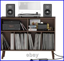 Record Player Stand with Vinyl Storage Cabinet for Living Room Up to 350LBS