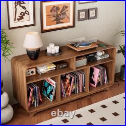 Record Player Stand with Vinyl Storage Cabinet with Charging Station & USB Ports
