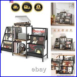 Record Player Stand with Vinyl Storage, Record Player Table with Vinyl Record