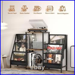 Record Player Stand with Vinyl Storage, Record Player Table with Vinyl Record