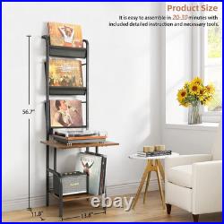 Record Player Stand with Vinyl Storage, Record Player Table with Vinyl Record St
