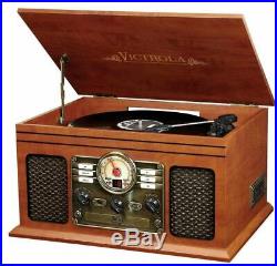 Record Player With Speakers 6 in 1 Bluetooth Radio Classic CD Cassette