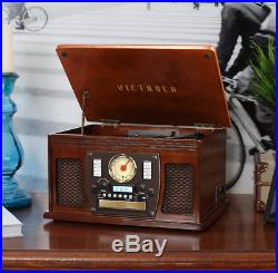 Record Player With Speakers Espresso 6 in 1 Bluetooth Radio Classic CD Cassette