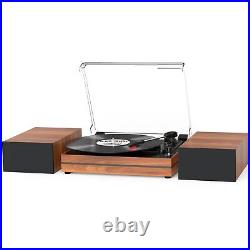Record Player for Vinyl with External Speakers, Belt-Drive Turntable Dual Stereo