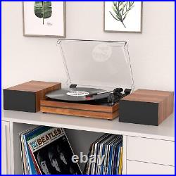 Record Player for Vinyl with External Speakers, Belt-Drive Turntable Dual Stereo