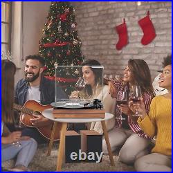 Record Player for Vinyl with External Speakers, Belt-Drive Turntable Dual Stereo