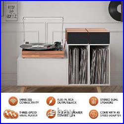 Record Player for Vinyl with External Speakers, Belt-Drive Turntable Dual Stereo