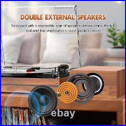 Record Player for Vinyl with External Speakers, Belt-Drive Turntable Dual Stereo