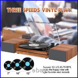 Record Player for Vinyl with External Speakers, Belt-Drive Turntable Dual Stereo