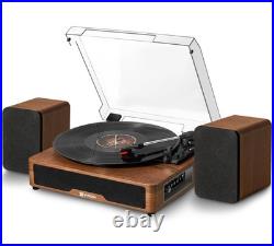 Record Player with External Speakers Belt-Drive Turntable for Vinyl Records D