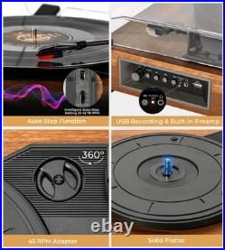 Record Player with External Speakers Belt-Drive Turntable for Vinyl Records D
