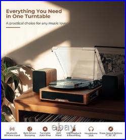 Record Player with External Speakers Belt-Drive Turntable for Vinyl Records D