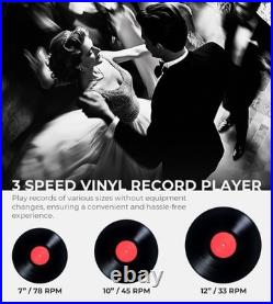 Record Player with External Speakers Belt-Drive Turntable for Vinyl Records D