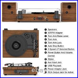 Record Player with Speakers, 3-Speed Vinyl Record Player with Dual Stereo Spe Record Player with Speakers, 3-Speed Vinyl Record Player with Dual Stereo Spe