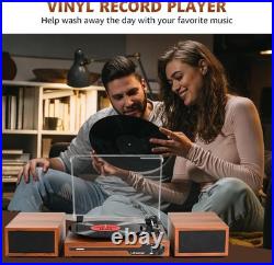 Record Player with Speakers, Bluetooth Portable Turntable for Vinyl Records, Phon