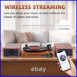 Record Player with Speakers, Bluetooth Portable Turntable for Vinyl Records, Phon