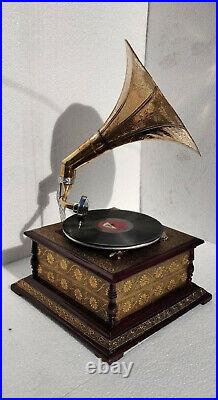 Record Working Player Gramophone Phonograph Antique Vinyl Recorder Wind up Gramo
