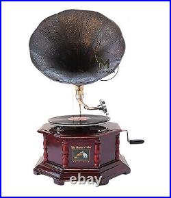 Record Working Player Silver Gramophone Phonograph Antique Vinyl Recorder