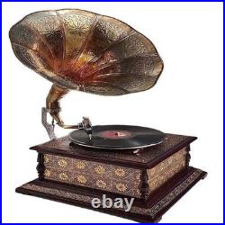 Replica Fully Working Handmade Record Player Win Up Home Decor Phonograph Gift