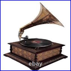 Replica Fully Working Handmade Record Player Win Up Home Decor Phonograph Gift