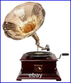 Replica Gramophone Player 78 rpm phonograph Brass Horn HMV Vintage Wind Up Replica Gramophone Player 78 rpm phonograph Brass Horn HMV Vintage Wind Up