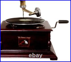 Replica Gramophone Player 78 rpm phonograph Brass Horn HMV Vintage Wind Up Replica Gramophone Player 78 rpm phonograph Brass Horn HMV Vintage Wind Up
