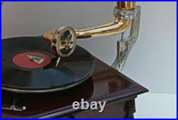 Replica Gramophone Player 78 rpm phonograph Brass Horn HMV Vintage Wind Up Replica Gramophone Player 78 rpm phonograph Brass Horn HMV Vintage Wind Up