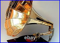Replica Gramophone Player 78 rpm phonograph Brass Horn HMV Vintage Wind Up Replica Gramophone Player 78 rpm phonograph Brass Horn HMV Vintage Wind Up