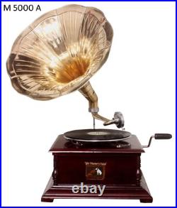 Replica Gramophone Player 78 rpm phonograph Brass Horn HMV Vintage Wind Up Replica Gramophone Player 78 rpm phonograph Brass Horn HMV Vintage Wind Up