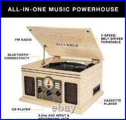 Retro-Inspired 6-in-1 Bluetooth Record Player Mahogany