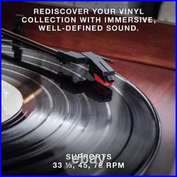 Retro-Inspired 6-in-1 Bluetooth Record Player Mahogany