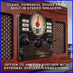 Retro-Inspired 6-in-1 Bluetooth Record Player Mahogany