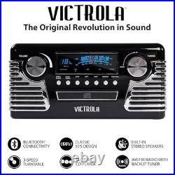 Retro Record Player Bluetooth Turntable 3 Speed CD Player FM Radio Built In