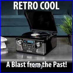 Retro Record Player Bluetooth Turntable 3 Speed CD Player FM Radio Built In