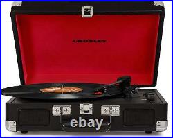 Retro Record Player Red and Black Album Disc Turntable Suitcase Vintage 3-Speed