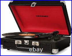 Retro Record Player Red and Black Album Disc Turntable Suitcase Vintage 3-Speed
