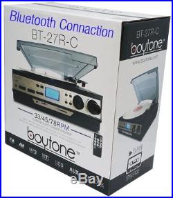 Retro Vintage Radio cassette Mp3 Record Player Turntable Vinyl Lp Bluetooth USB
