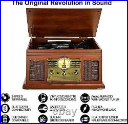 Retro Vintage Record Player10-1 Bluetooth Turntable Vinyl Record Stereo Speaker
